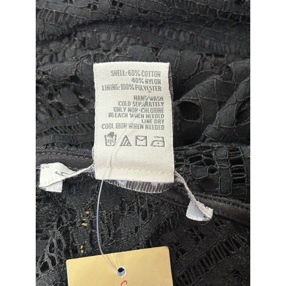 American Rag Cie Lace Eyelet Dress Women’s Size Large Classic Black Lined - Picture 8 of 11